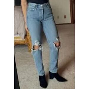 Agolde Fen Distressed High Rise Tapered Leg Jeans sz 25